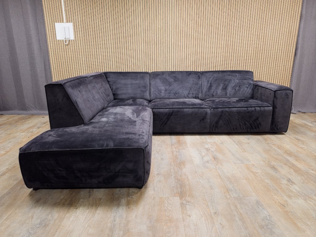 Mooi Antraciet Velvet Antraciet Hoekbank, Huis en Inrichting, Banken | Bankstellen, Info@banxtel.nl, Gebruikt, Hoekbank, Hoekbank