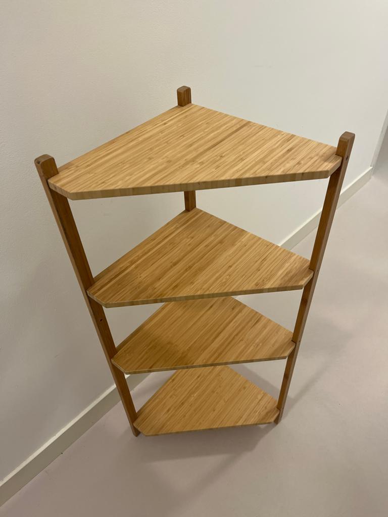 Bamboe hoekrek - 4 planken, 100 cm hoog, Ophalen of Verzenden, Zo goed als nieuw