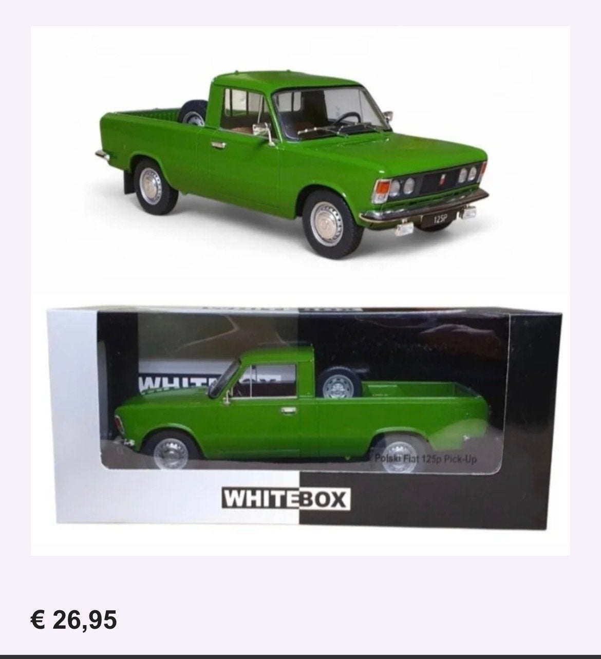 Fiat 125 Pickup Whitebox 1:24 Modelauto Groen, Ophalen of Verzenden, Nieuw, Auto