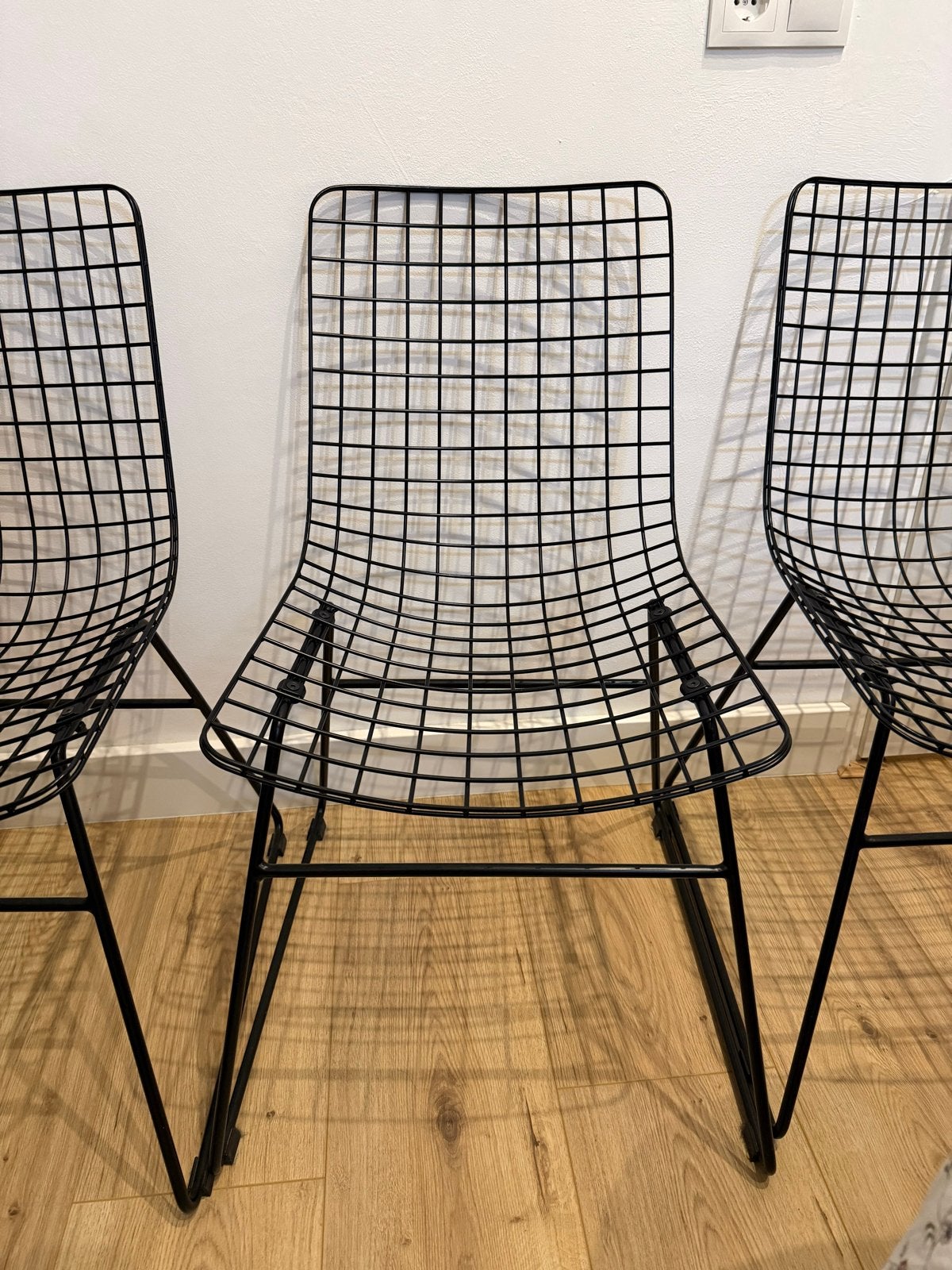 Set van 3 zwarte metalen draadstoelen HK Living, Huis en Inrichting, Stoelen, Ophalen, Drie, Zwart, Zo goed als nieuw