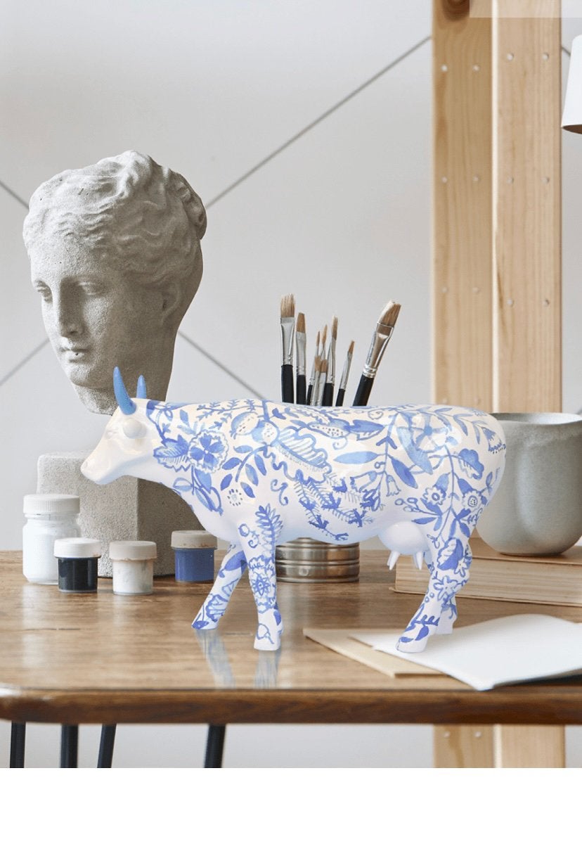 Nieuw Cow Parade koe Mengelmoos large gratis verzending., Ophalen of Verzenden, Beeld, Gesigneerd