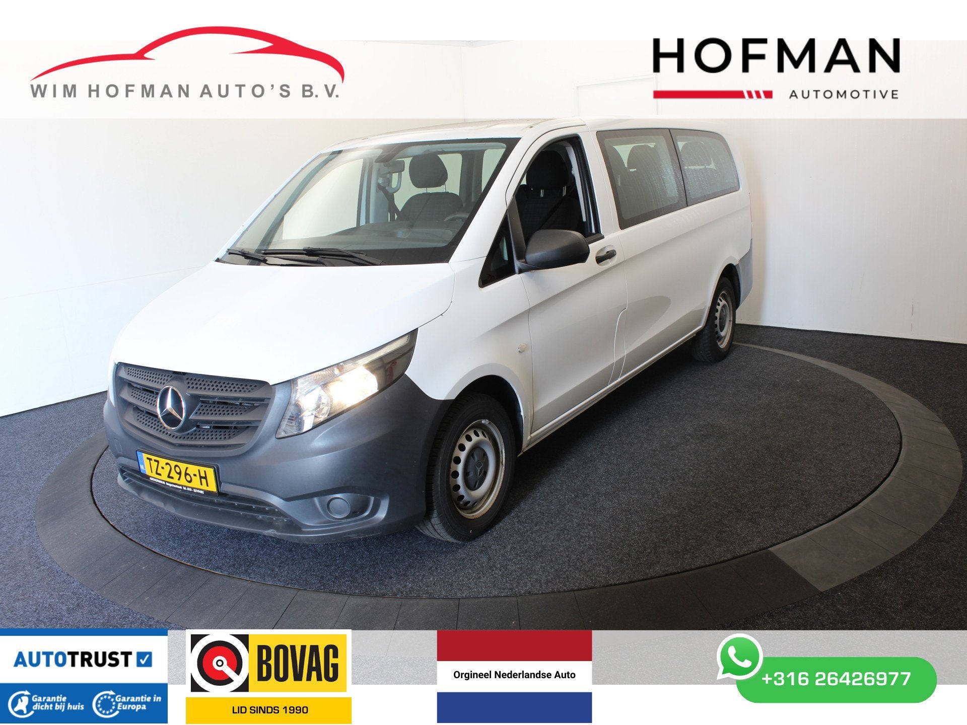 Mercedes-Benz Vito Tourer 109 BlueTEC XL L3 9 Pers Airco BPM, Stof, Gebruikt, Wit, Origineel Nederlands