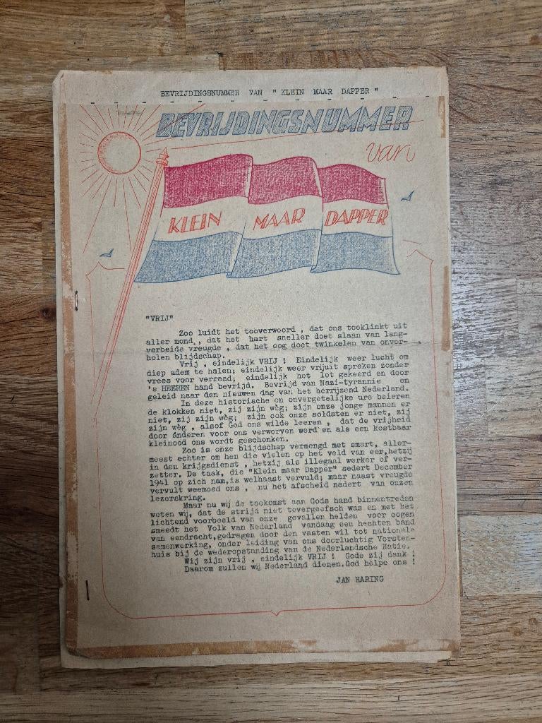 Wo2 verzetskrant Klein Maar Dapper bevrijdingsnummer, Verzamelen, Ophalen of Verzenden, Nederland