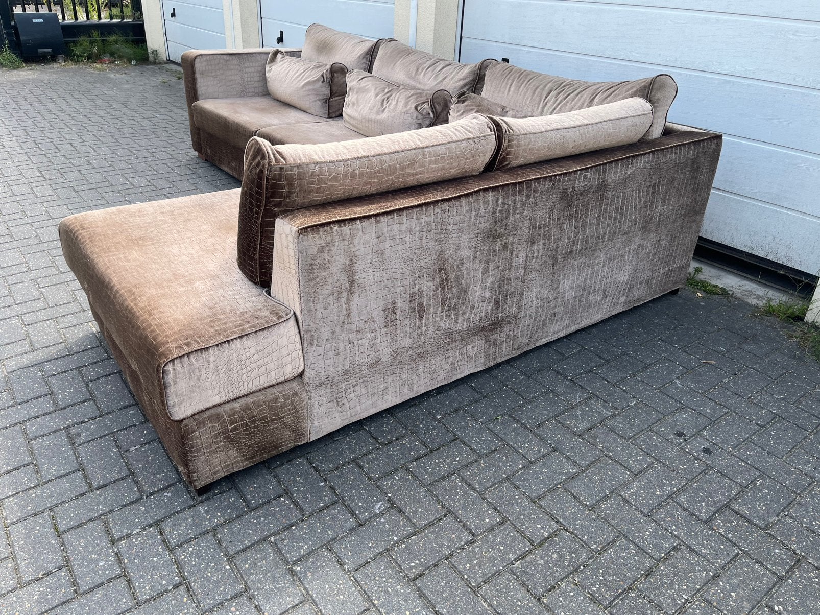Croco velvet bank champange kleur gereinigd met bezorging!, Ophalen, Zo goed als nieuw, 150 cm of meer, Vierpersoons of meer