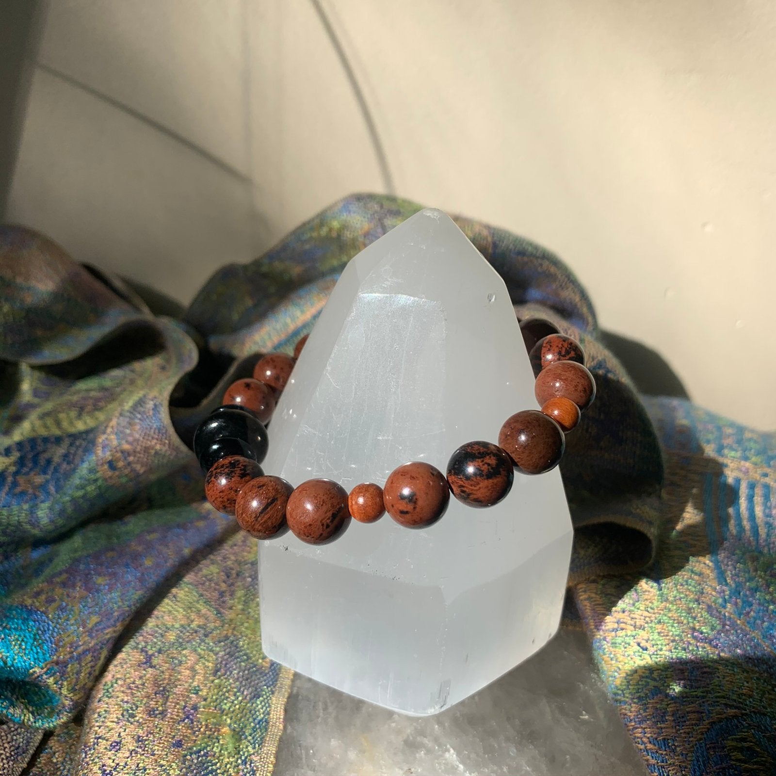 Obsidiaan mahonie git beschermt inzicht uniek power intuïtie, Met bedels of kralen, Magnolia11, Nieuw, Ophalen of Verzenden