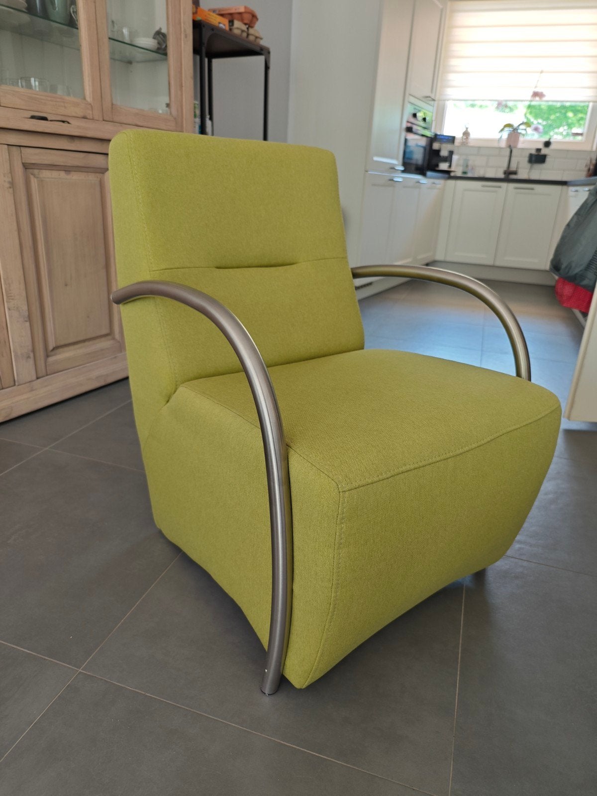 :
Set van 2 retro buisframe fauteuils – Olijfgroen, Huis en Inrichting, Fauteuils, Ophalen, 75 tot 100 cm, Zo goed als nieuw, Stof