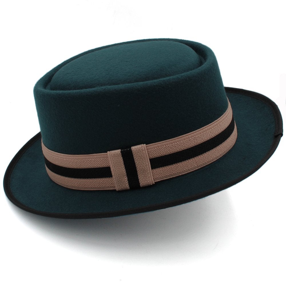 Groene wollen pork pie hoed / heren dames porkpie bowler, Verzenden, Nieuw, Hoed