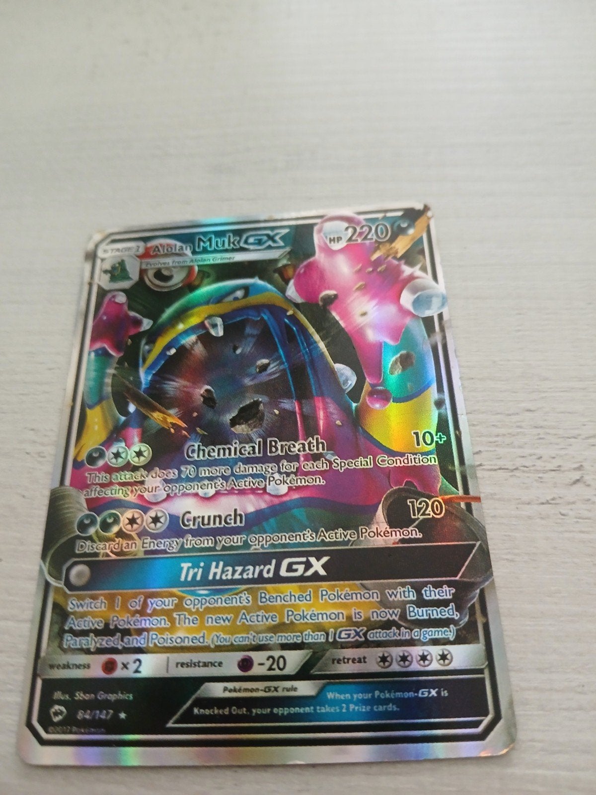 Alolan Muk GX Pokémon Kaart - Zo goed als nieuw, Ophalen of Verzenden, Zo goed als nieuw, Losse kaart