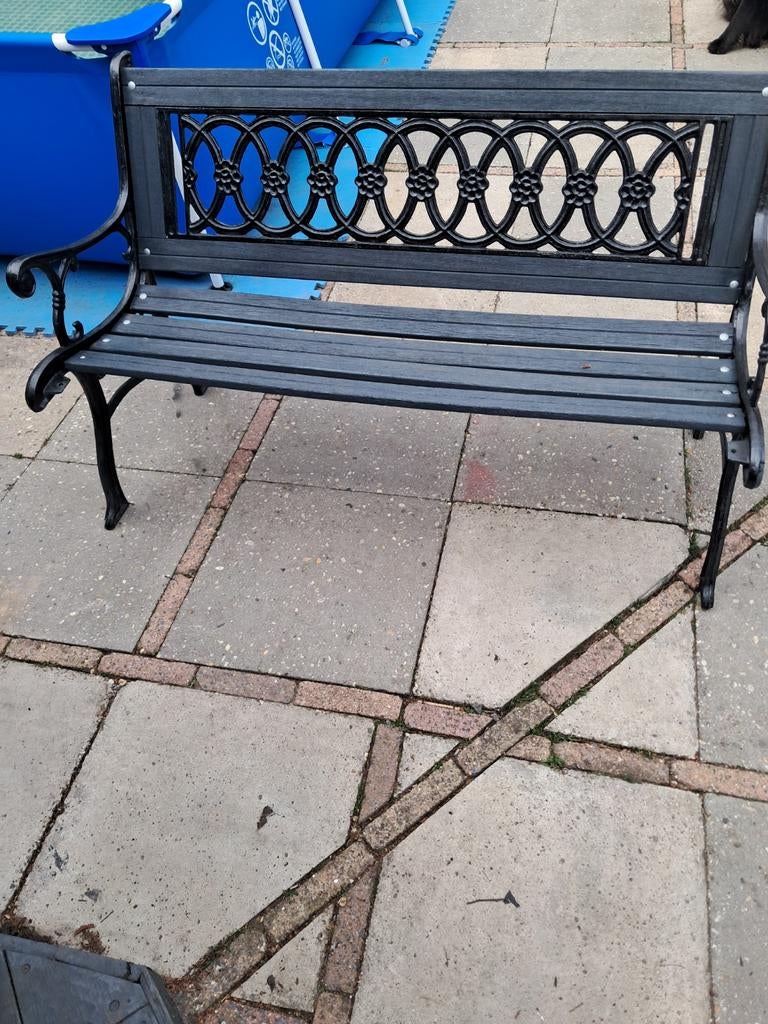 Tuinbank gietijzer hout, Tuin en Terras, Ophalen, Gebruikt, Hout