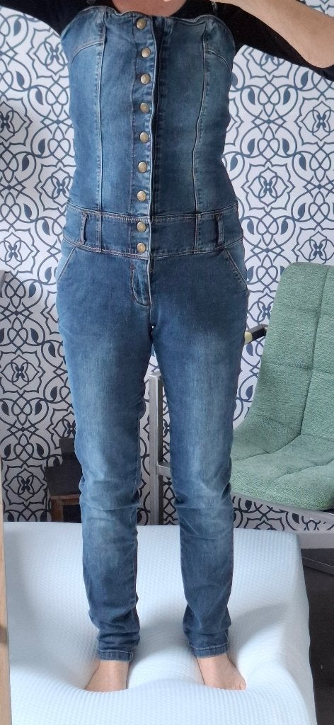 Denim jumpsuit, Kleding | Dames, Ophalen of Verzenden, Gedragen, Maat 36 (S), Blauw