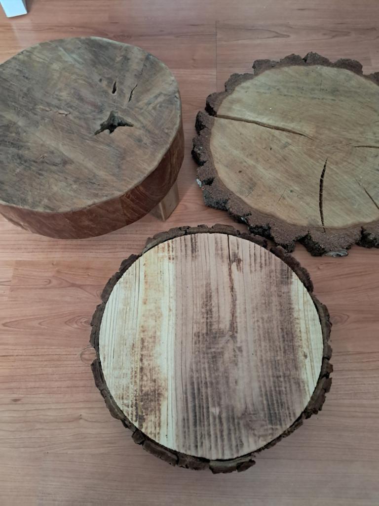 3 houten plateaus onderzetters wat op te zetten, Ophalen of Verzenden, Glas of Kopje