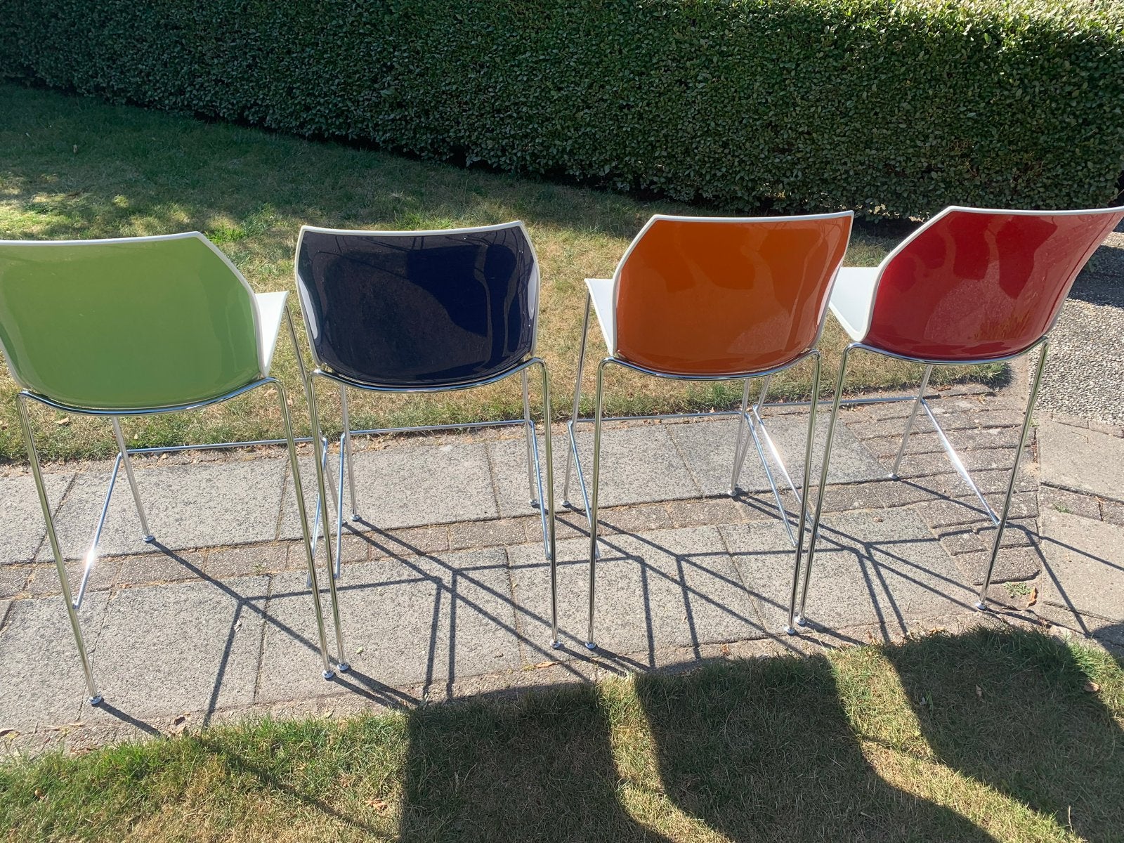 Set van 4 barkrukken - diverse kleuren, Huis en Inrichting, Ophalen, Kunststof, Gebruikt, Met voetsteun