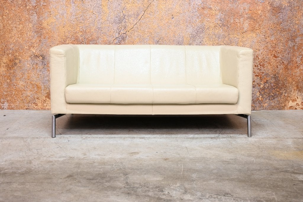 ZGANieuw cremekleurige leren Montis Kubik design bank, Montis, 150 tot 200 cm, Montis, Tweepersoons