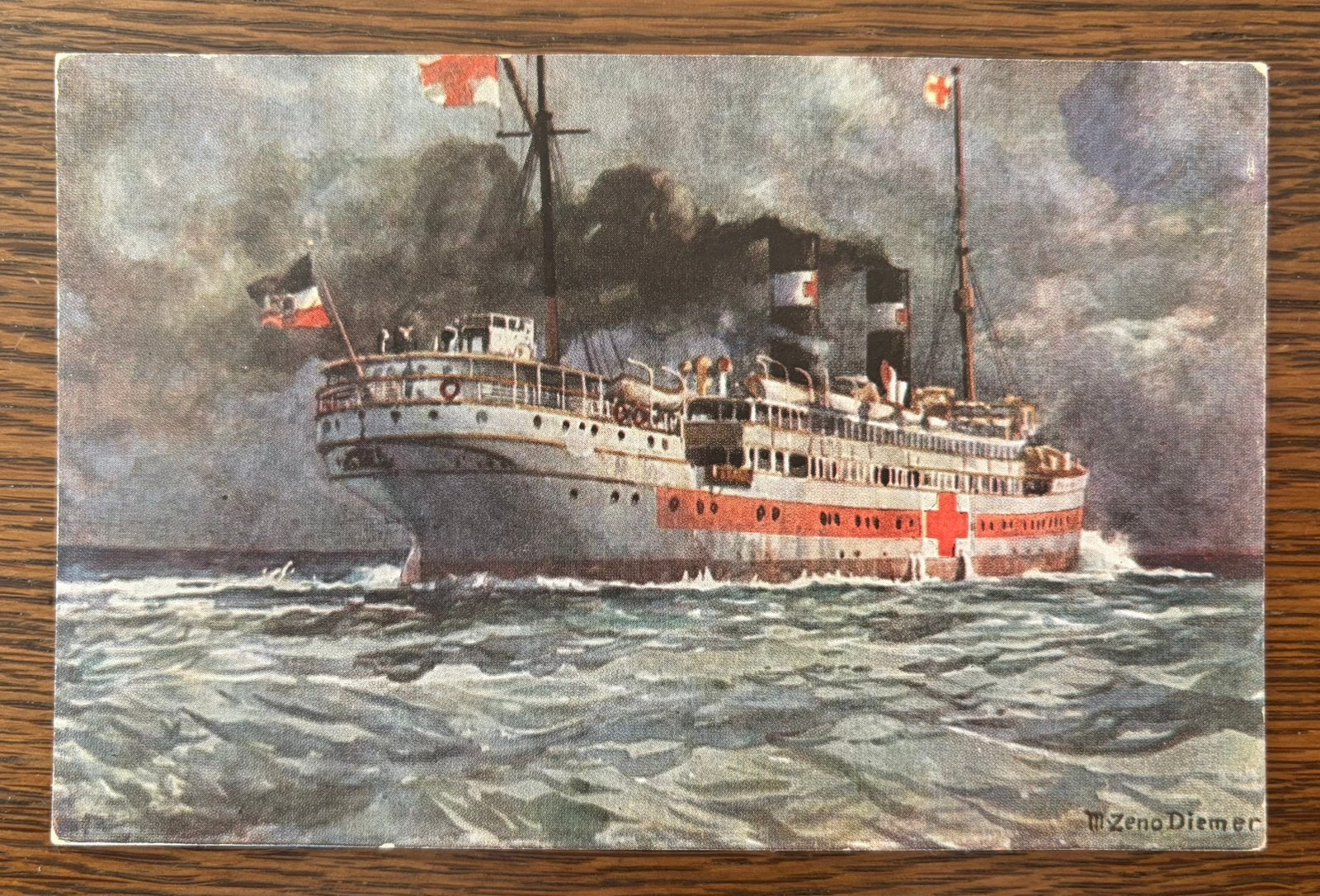 Ansichtkaart - Rode Kruisschip op zee 1916, Ophalen of Verzenden, Voor 1920, Duitsland
