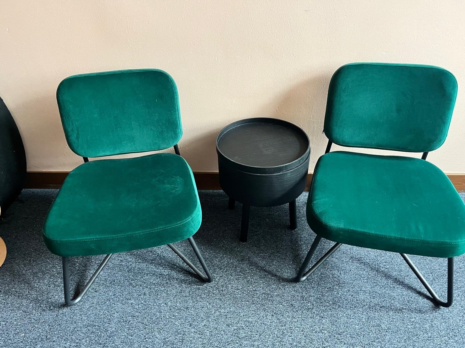 GRATIS 2 smaragdgroene velvet fluwelen stoelen, Ophalen, Twee, Overige kleuren, Zo goed als nieuw