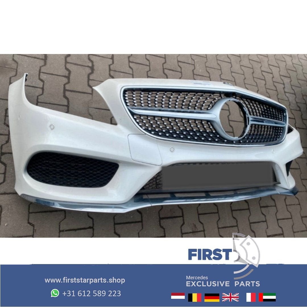 W218 CLS AMG FACELIFT VOORBUMPER COMPLEET WIT ZWART GRIJS ET, Gebruikt, -, Voor, Ophalen of Verzenden