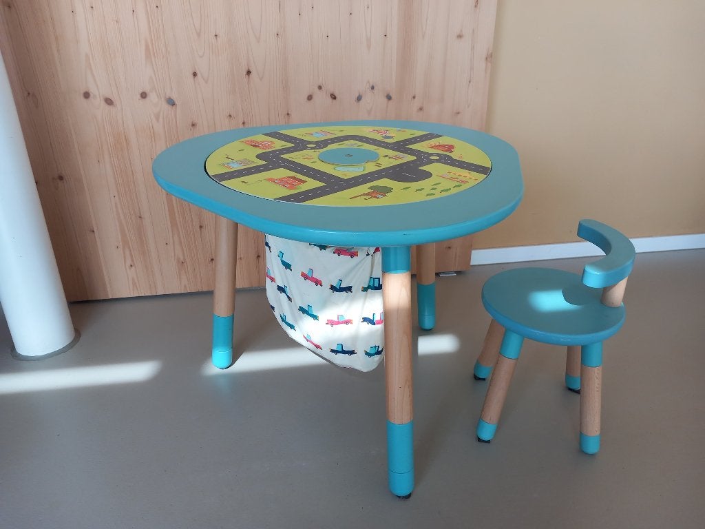 Mukako MUtable meegroei tafel met diverse speelplaten, Ophalen, Gebruikt