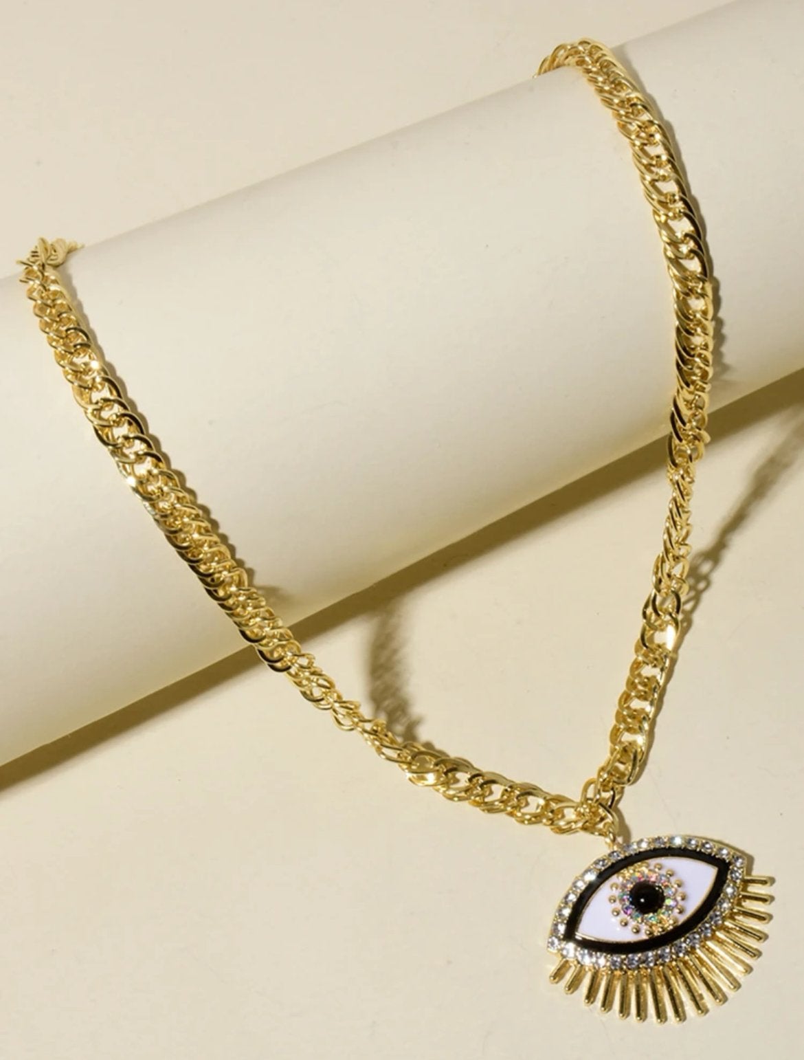 Goudkleurige ketting met Evil Eye hanger, Verzenden, Nieuw, Goud, Overige materialen