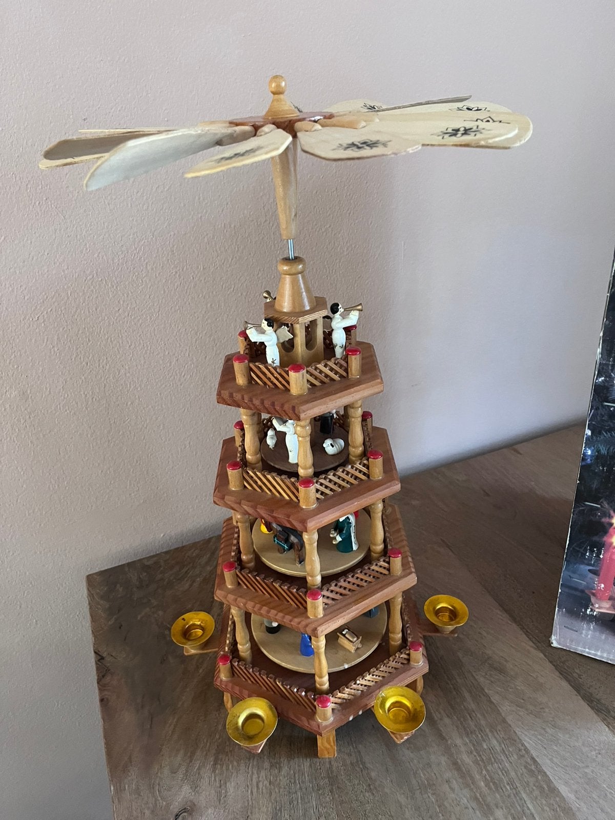 Vintage,jaren 70 kerst piramide 56 cm ddr ertsgebergte, Diversen, Ophalen of Verzenden, Zo goed als nieuw