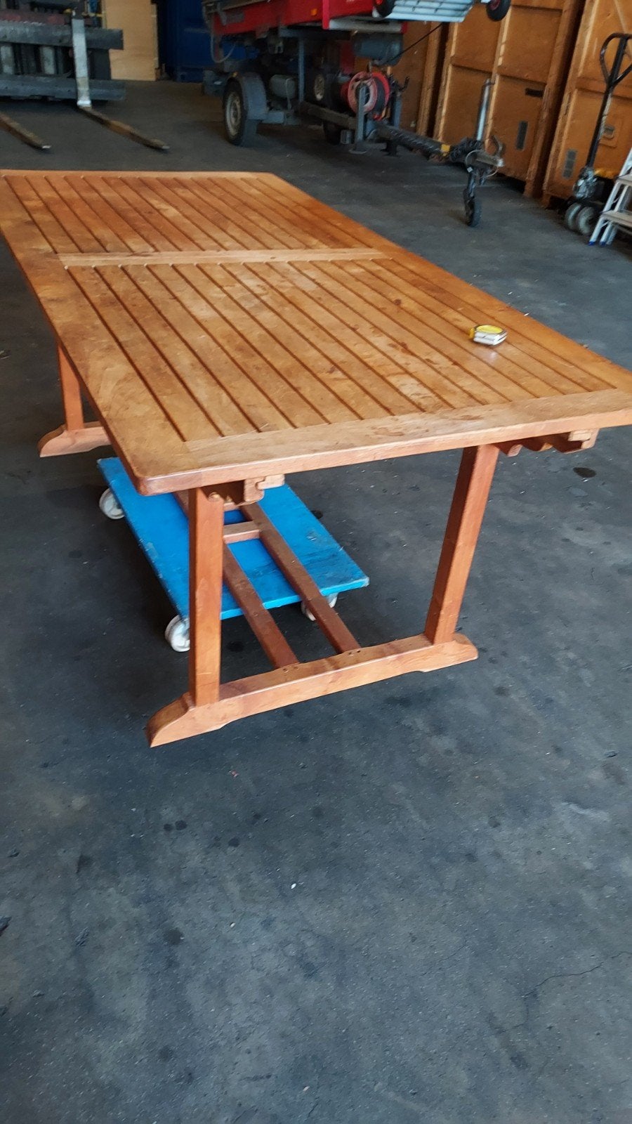 Houten tuintafel met tussenblad - 240x90x75cm, Ophalen of Verzenden, Gebruikt, Rechthoekig, Hout