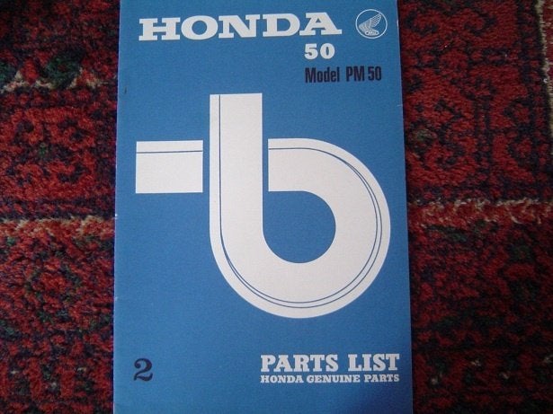 Honda PM50 Canguro 1975 moped parts list onderdelen boekje, Ophalen of Verzenden, Gebruikt