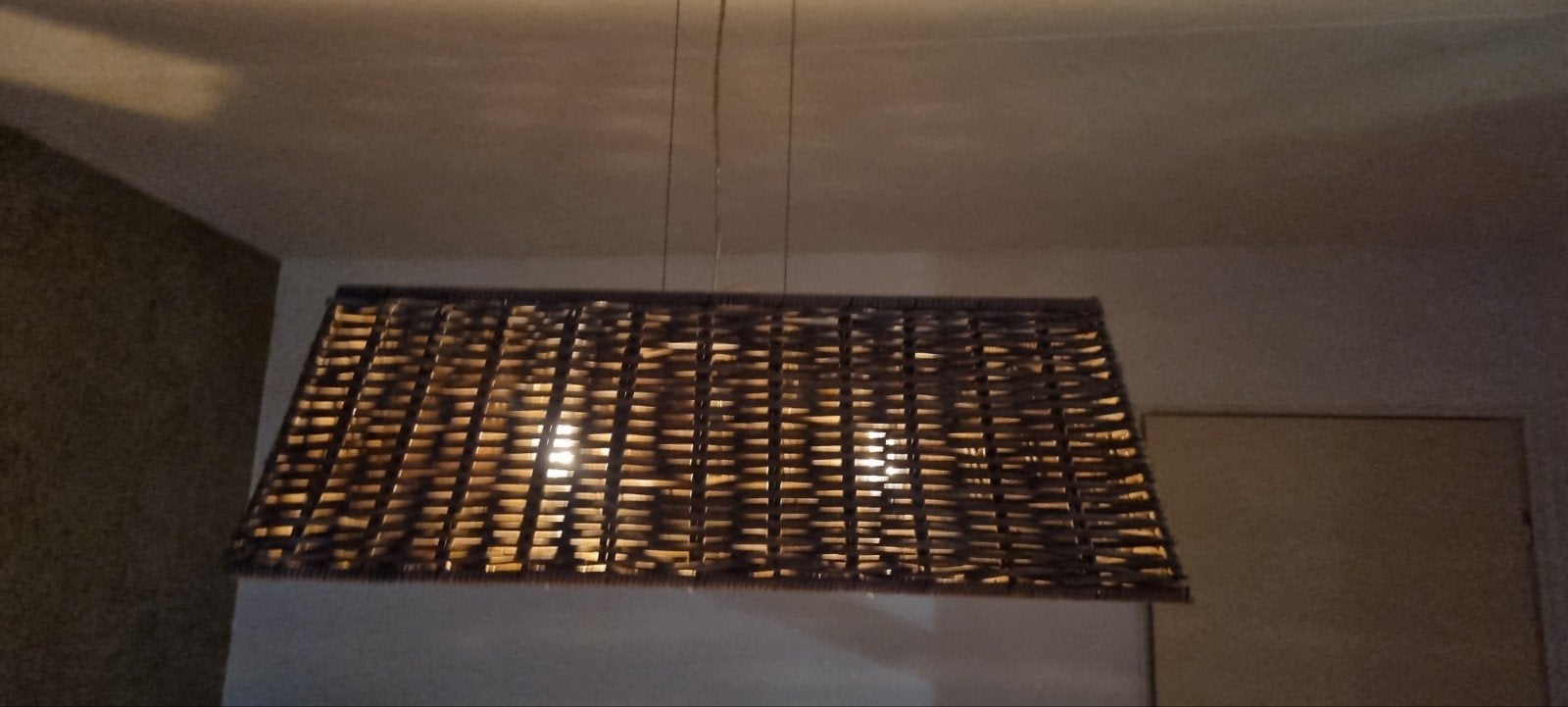 2 rotan hanglampen, Ophalen, Eenpersoons, Hout, 90 cm
