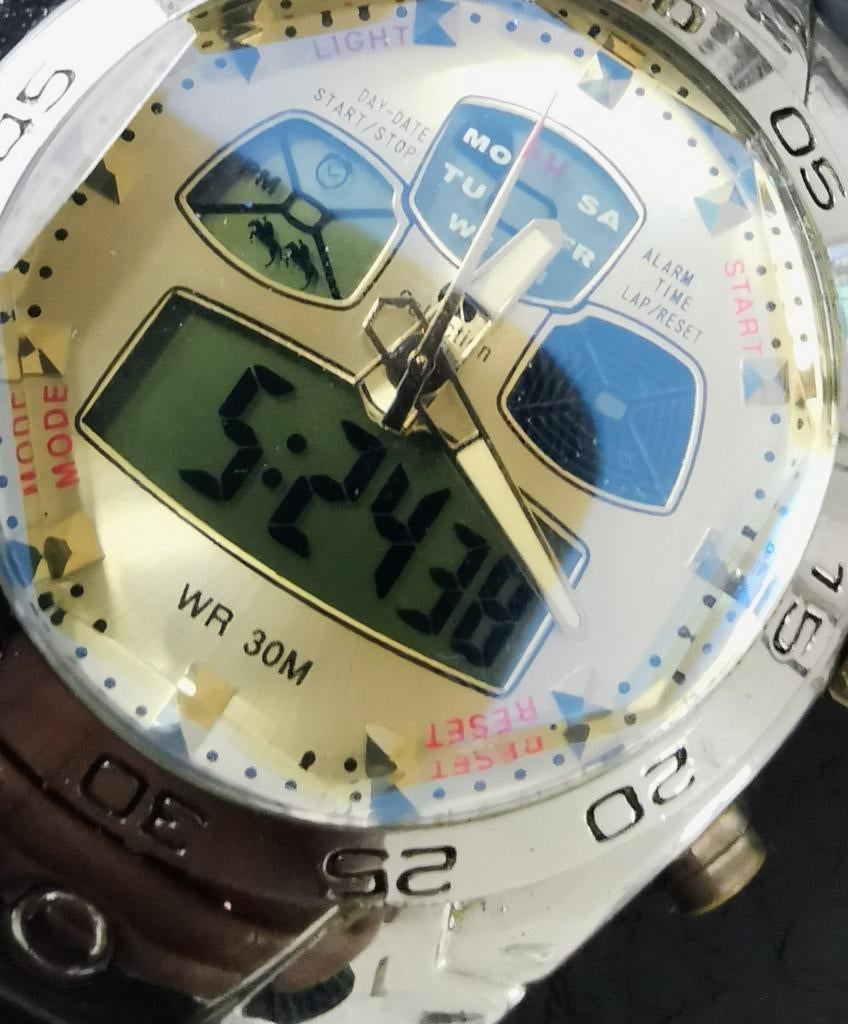 Fraai dual time horloge, Sieraden, Tassen en Uiterlijk, Horloges | Heren, Overige merken, Verzenden