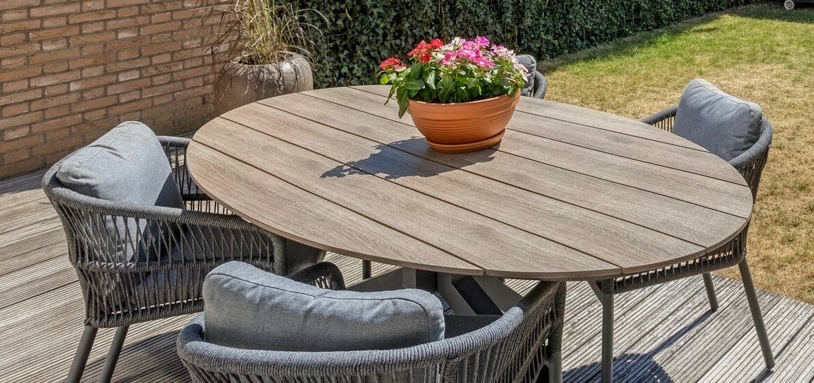 Lifestyle Matara tuintafel + 6 stoelen, Ophalen, Zo goed als nieuw, Ovaal, Overige materialen