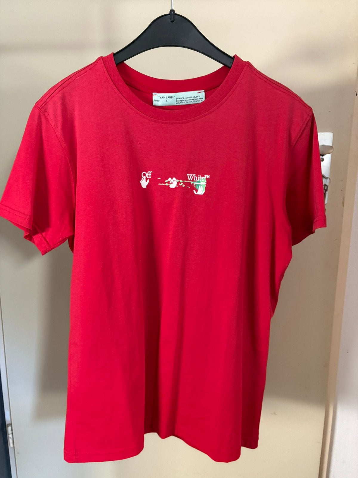 off white t shirt (s), Ophalen, Nieuw, Maat 46 (S) of kleiner, Rood