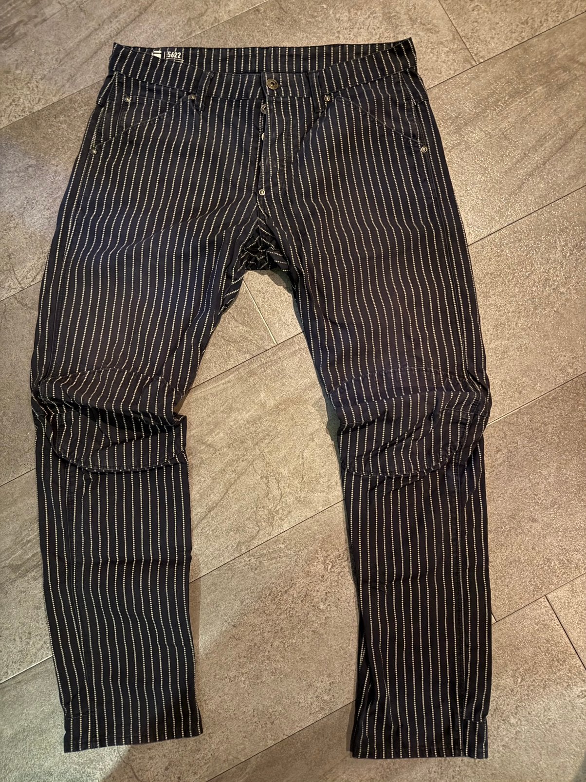 G-Star X25 limted colour donkerblauw stip lijnen, Kleding | Heren, Verzenden, Gedragen, Blauw, W32 (confectie 46) of kleiner