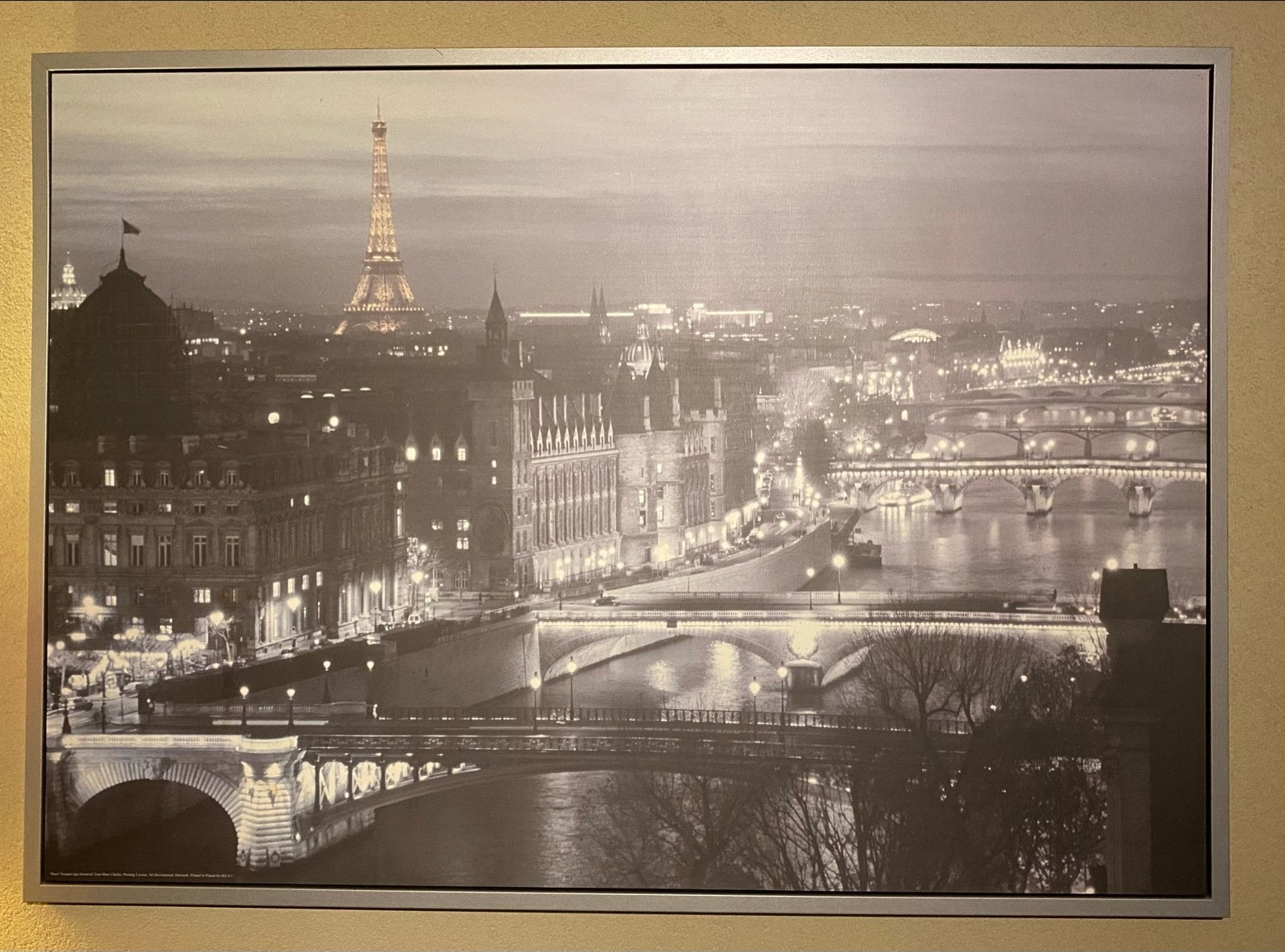 Zwart-wit foto van Parijs met gekleurde Eiffeltoren, Huis en Inrichting, Ophalen, 50 – 75, Gebruikt, 75 tot 100 cm