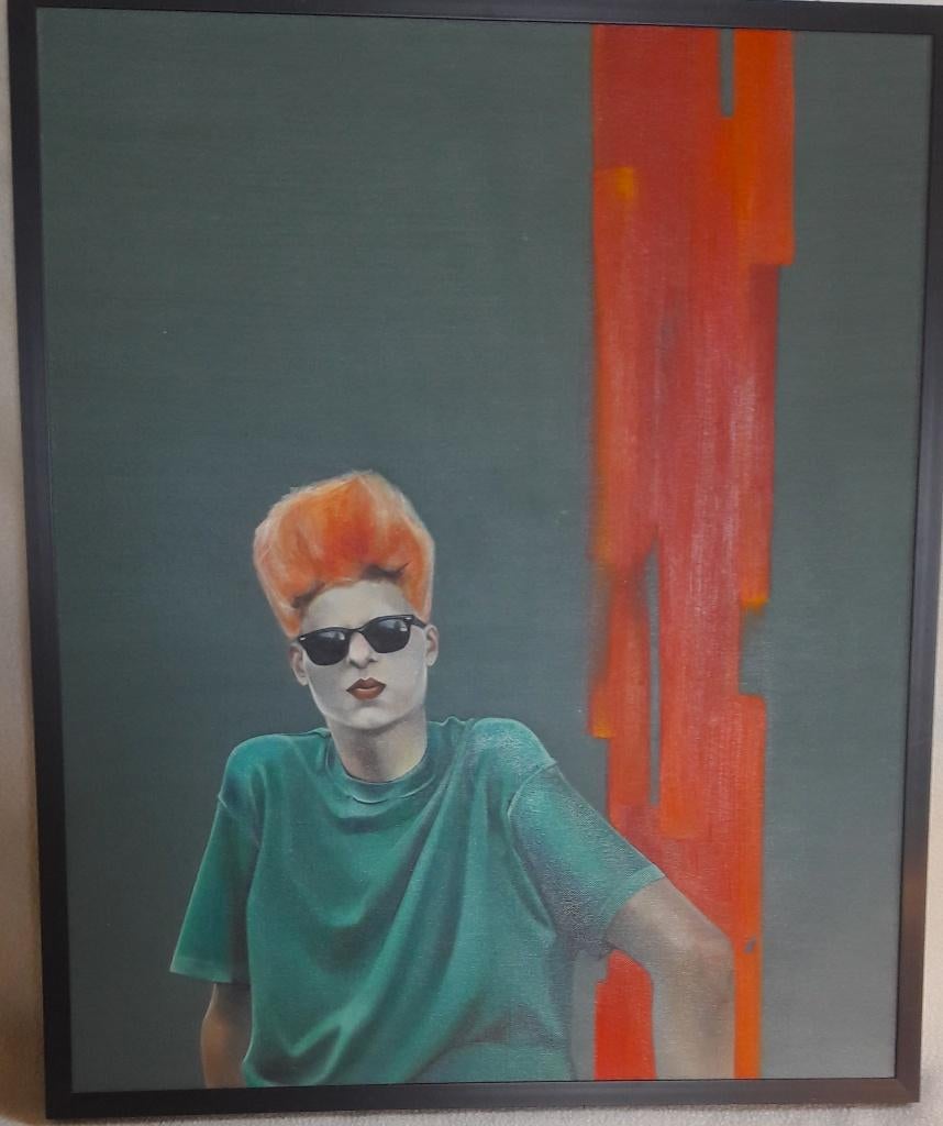 Olieverf schilderij - kunstenares Cisca Bogman pop art 1984, Ophalen
