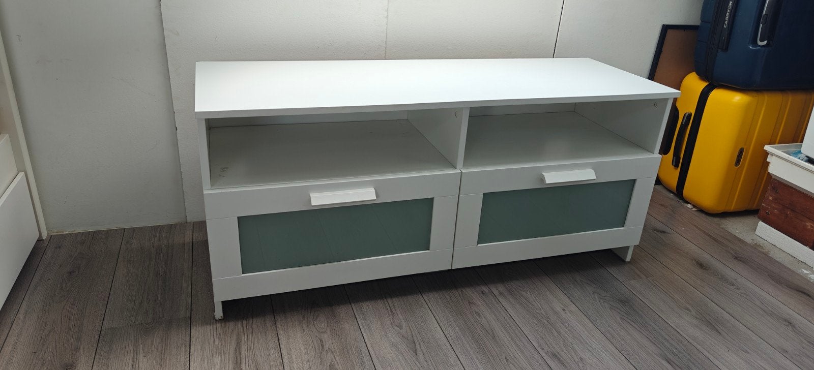 IKEA BRIMNES TV-meubel wit, Ophalen, Gebruikt, 100 tot 150 cm, Minder dan 100 cm