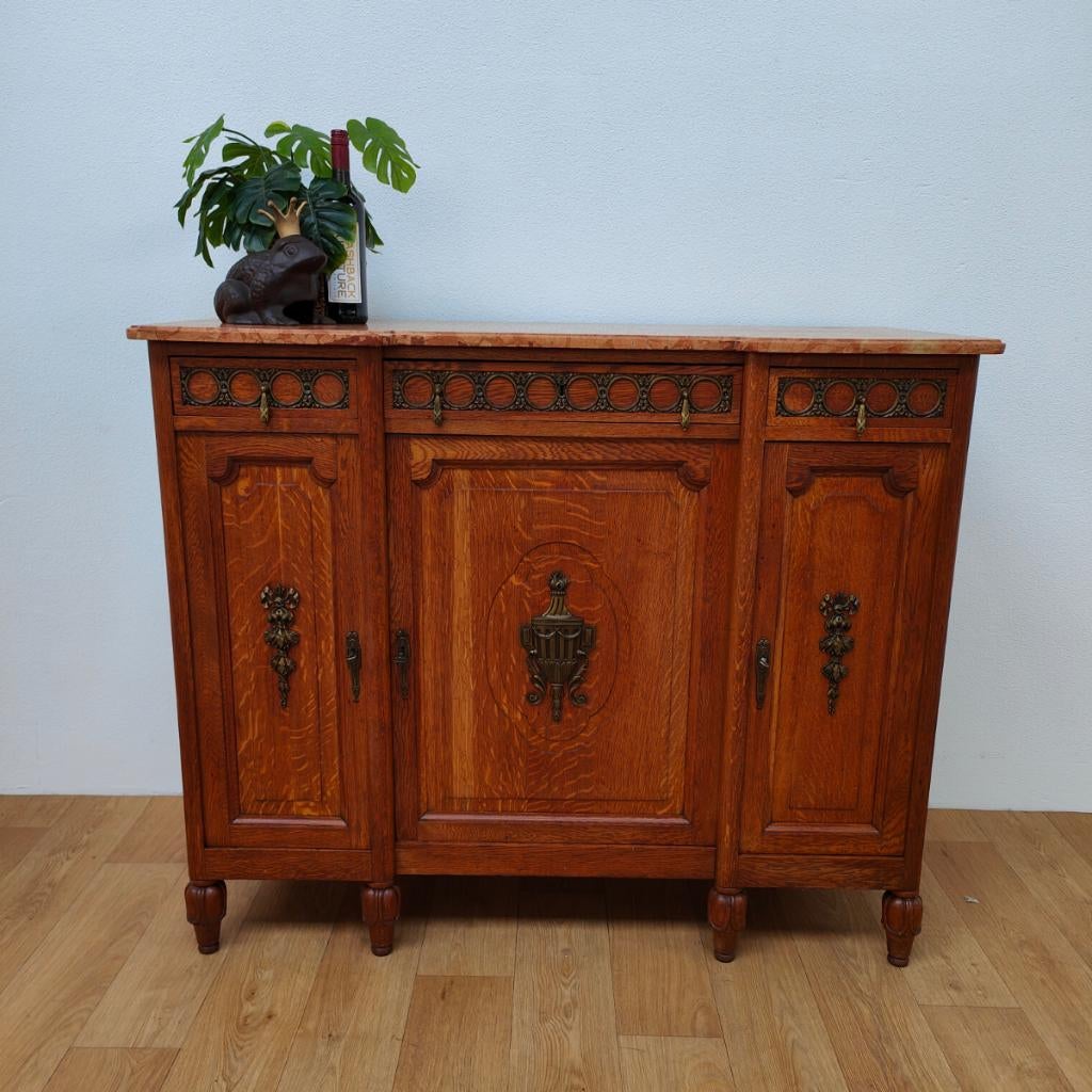Antieke vintage wandkast commode dressoir met marmer blad 04, Huis en Inrichting, Valkenswaard, Gebruikt, 100 tot 150 cm, 100 tot 150 cm