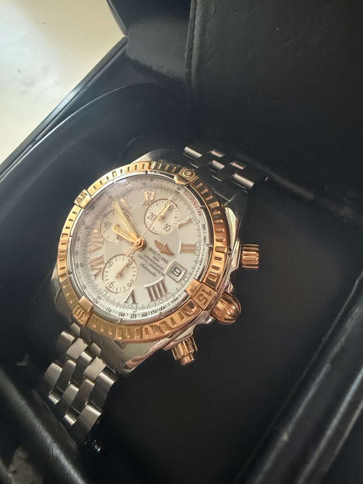 Breitling Chronomat Evolution C13356 Two-Tone Rose Goud, Gebruikt, Breitling, Polshorloge, Ophalen of Verzenden