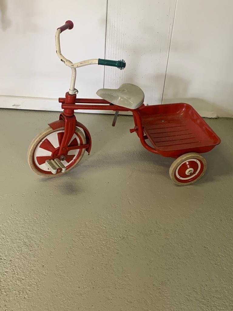 Vintage kinderfietsje met kiepbak, Ophalen, Gebruikt, Trapvoertuig