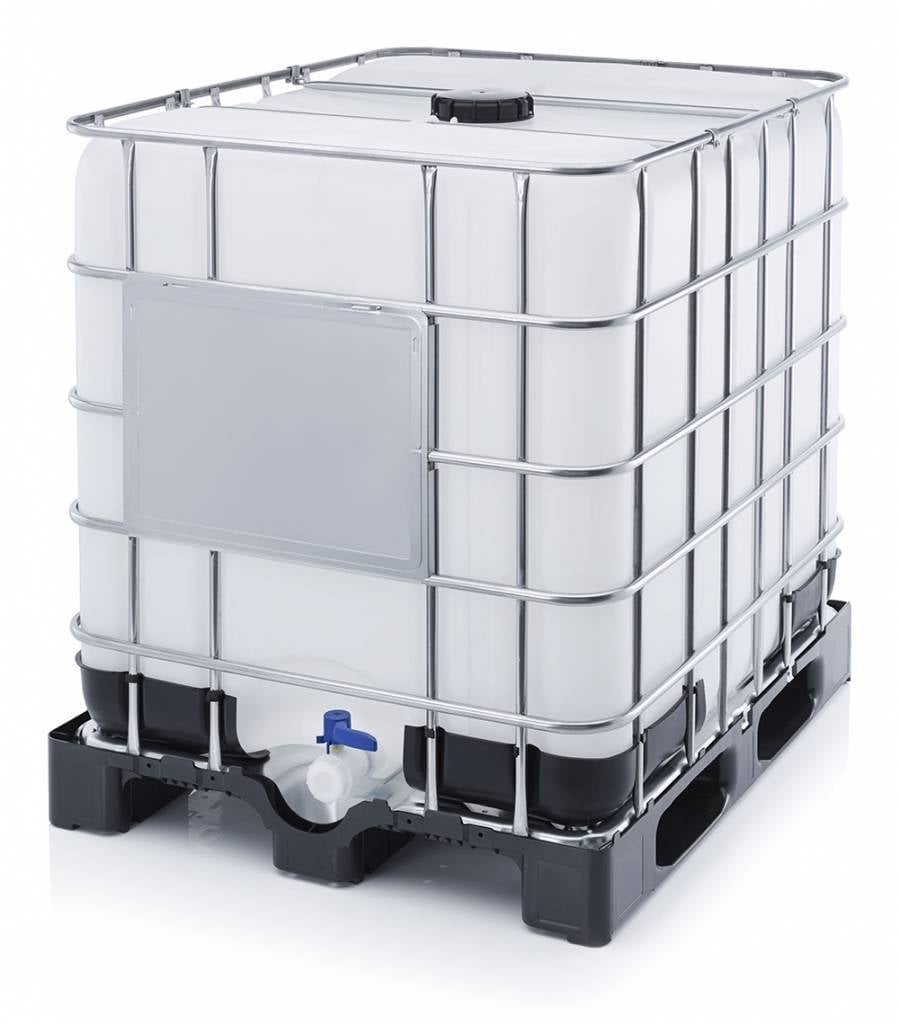 2 xIBC Container 1000L - Wit met metalen kooi, 150 liter of meer, Ophalen, Zo goed als nieuw, Metaal
