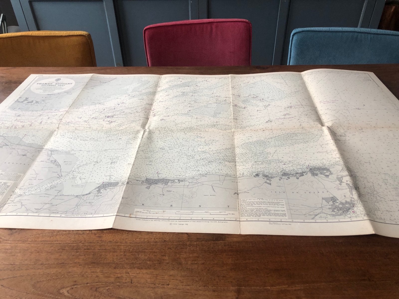 Historische kaart Theems Estuarium, Zuidelijk Deel (1966), Boeken, Atlassen en Landkaarten, Gelezen, Verenigd Koninkrijk, Ophalen of Verzenden