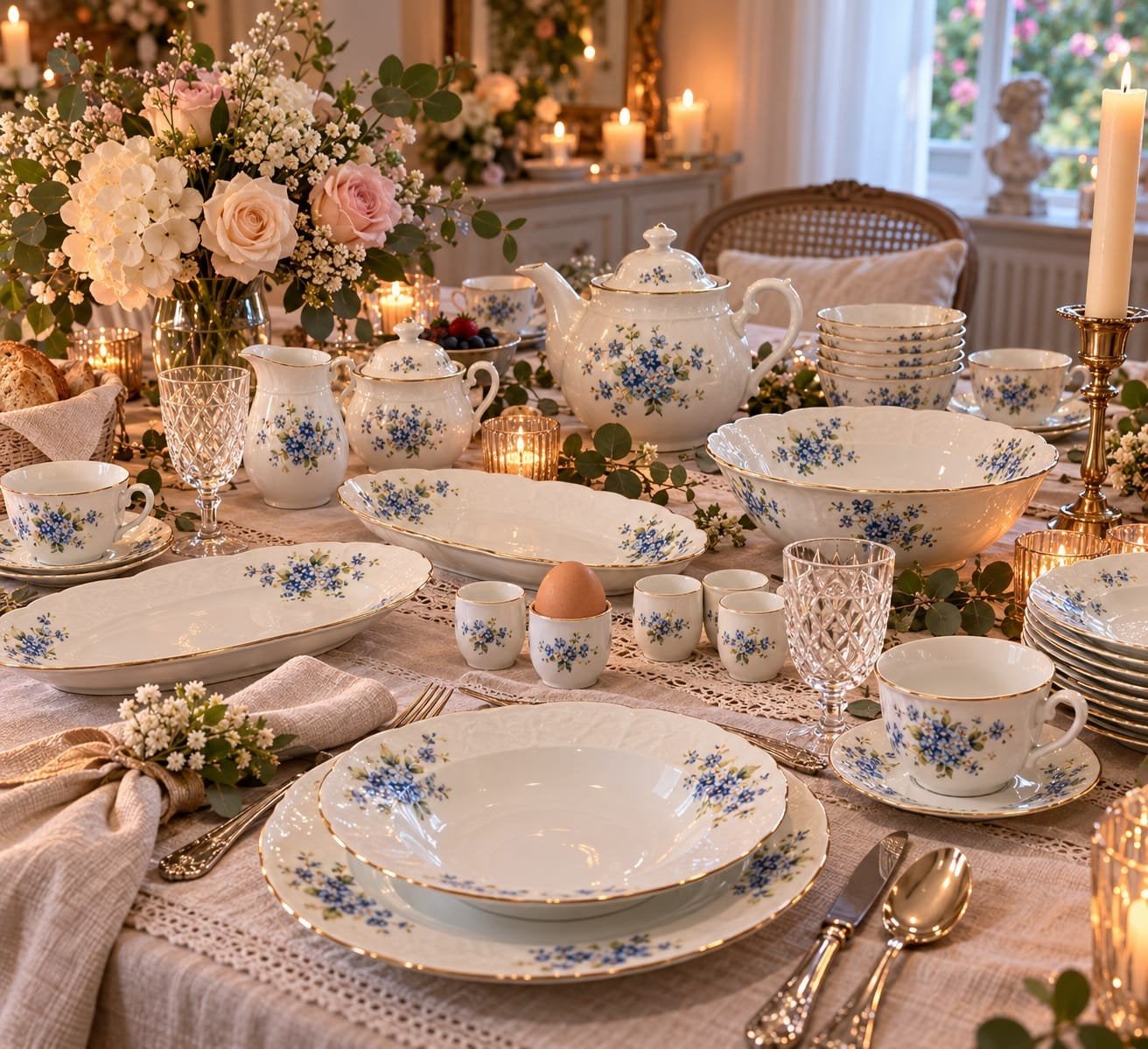 Prachtig 72-delig Thun Bohemia servies – Vergeet-me-nietjes, Ophalen