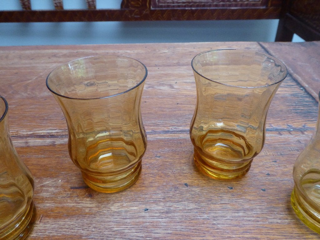 4 optisch geblazen glazen, Doyen?, Ophalen of Verzenden