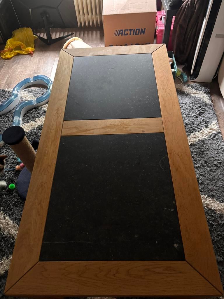Massief eiken salontafel., Huis en Inrichting, Ophalen, 100 tot 150 cm, Eikenhout, 50 tot 100 cm