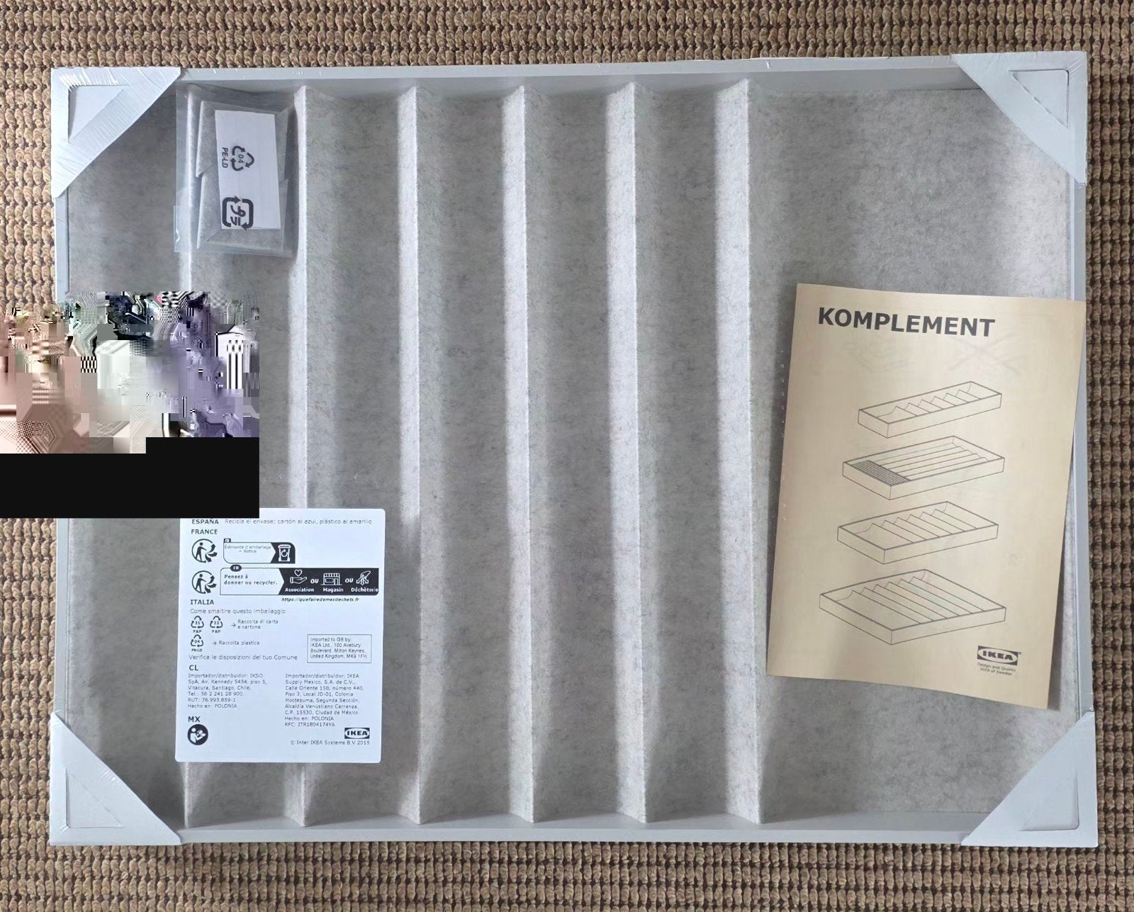 IKEA KOMPLEMENT Inzet met vak, lichtgrijs, 40x53x5 cm, Ophalen of Verzenden, Nieuw