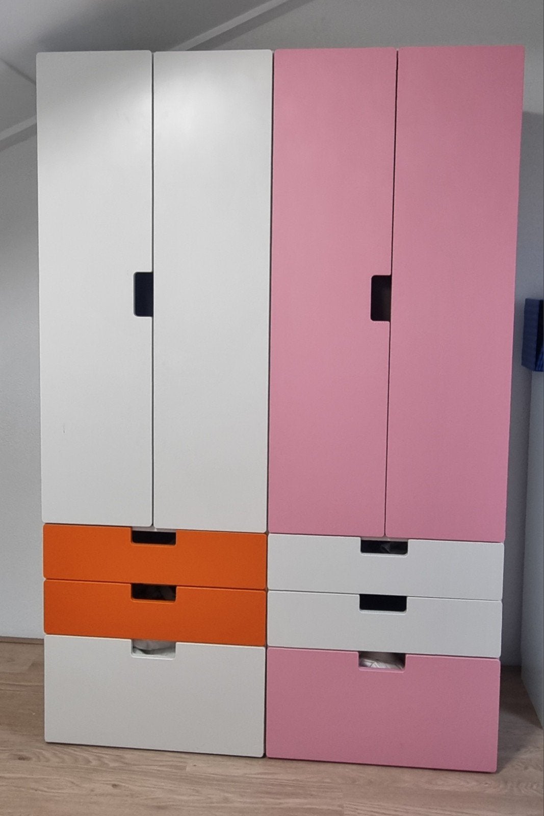 2 IKEA Stuva Kinderkasten - Wit/Oranje & Wit/Roze, Ophalen, Gebruikt, 105 cm of meer, Minder dan 50 cm
