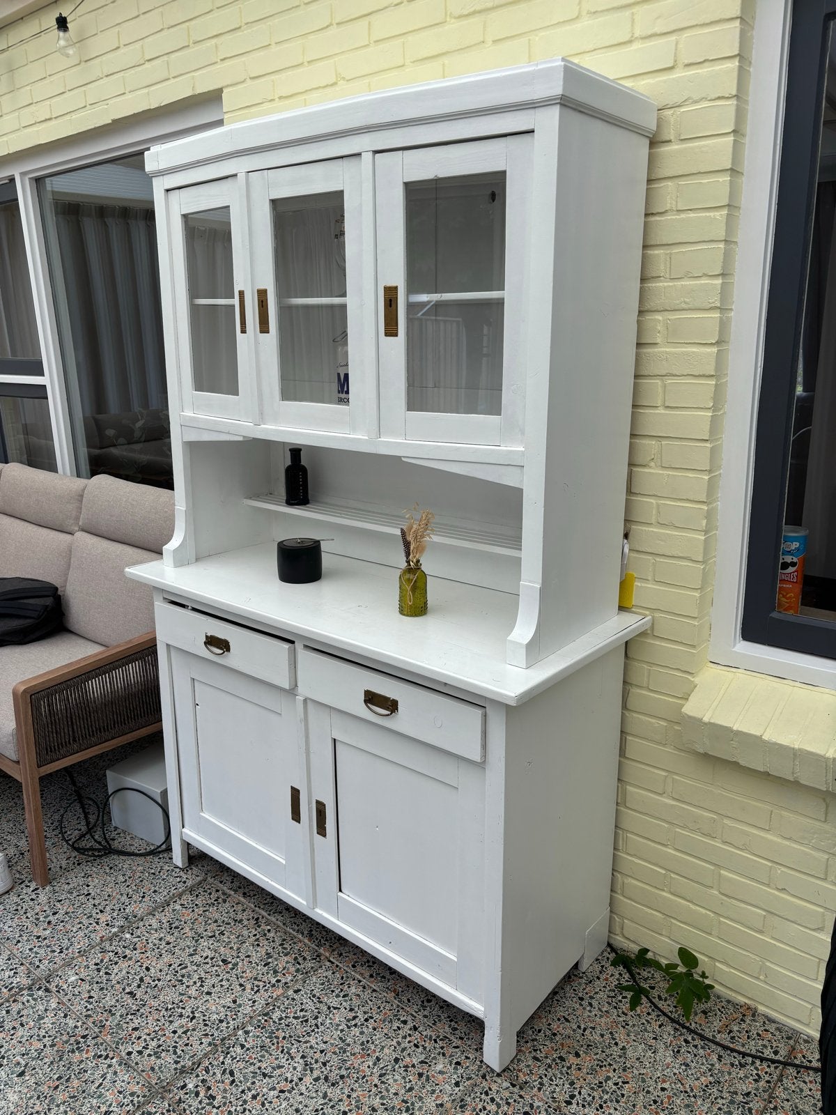 2-delige witte kast: boven- en onderkant, Ophalen, Gebruikt, 100 tot 150 cm, Met lade(s)