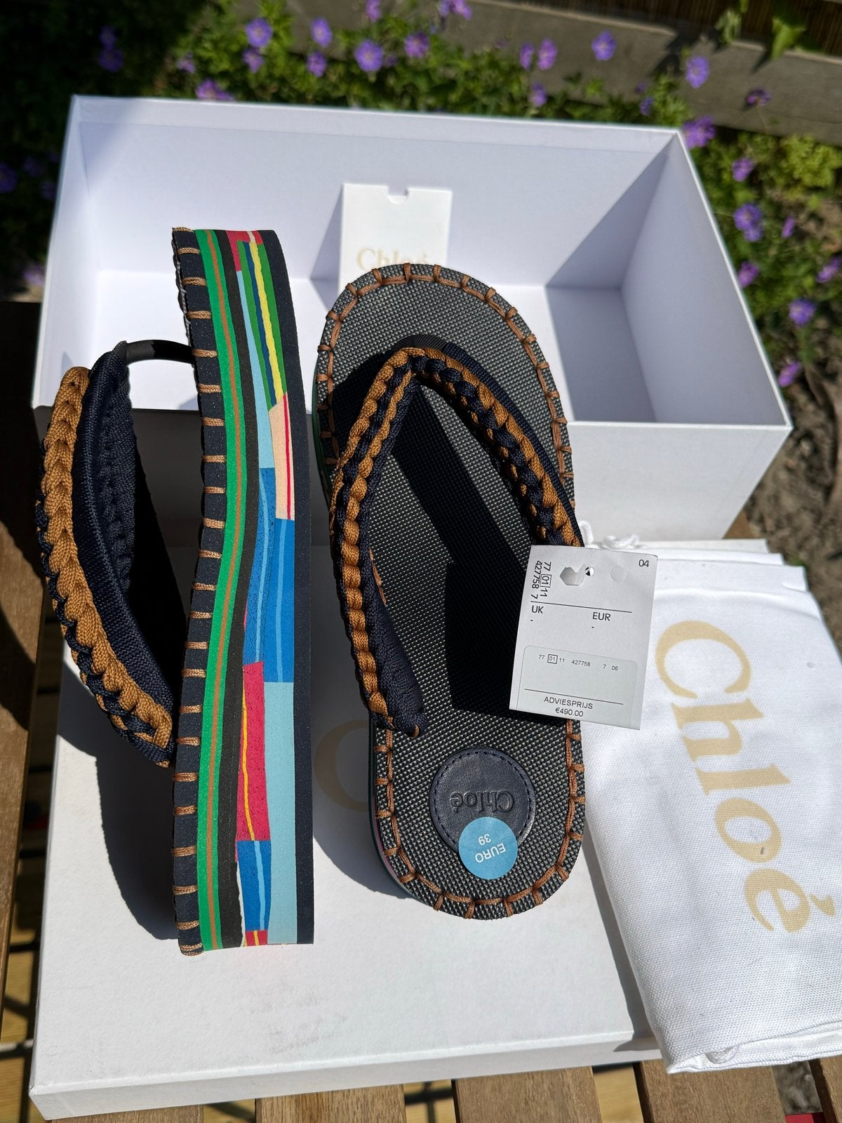 Chloé Lou Flat Sandalen Maat 39 - Nieuw in Doos, Kleding | Dames, Blauw, Nieuw, Cloe, Sandalen of Muiltjes