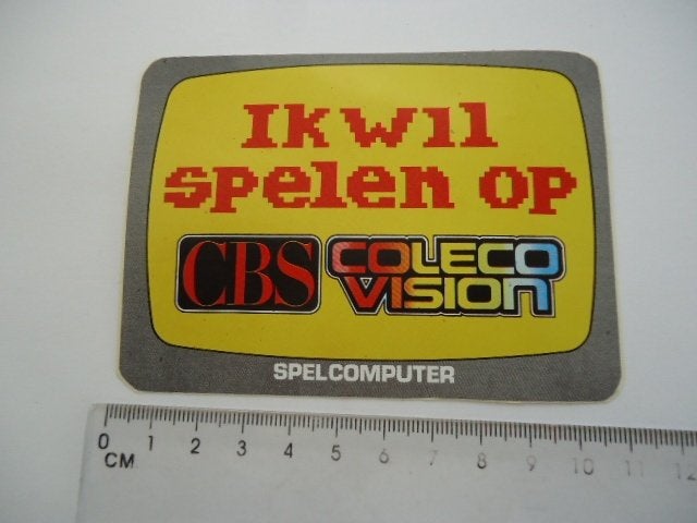 sticker oud SPELCOMPUTER CBS colecovision game gaming retro, Verzamelen, Stickers, Zo goed als nieuw, Bedrijf of Vereniging, Verzenden