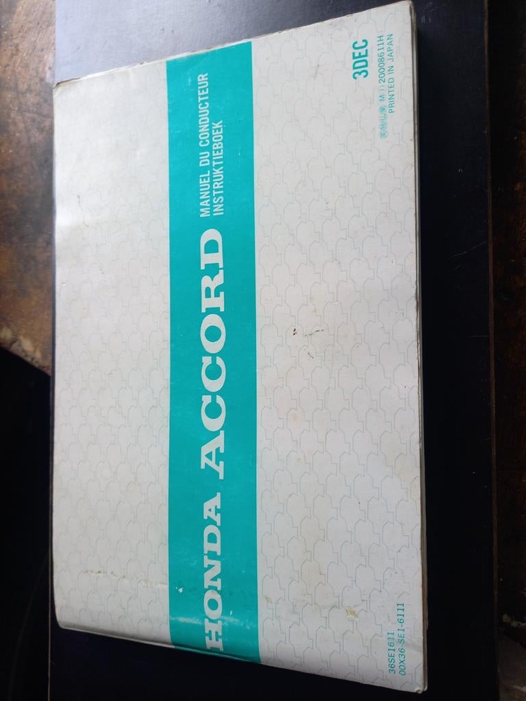 Handleiding HONDA ACCORD 4- talig 1986, Ophalen of Verzenden