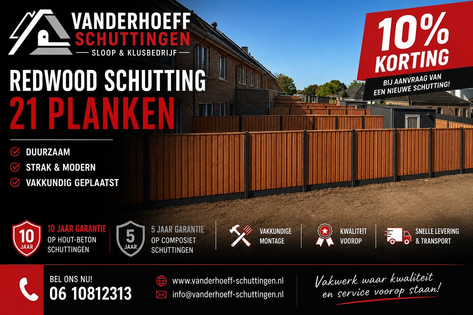 Hout beton schutting v.a €100,- pm incl montage & matrialen, 1 tot 2 meter, Verzenden, 6 meter of meer, Nieuw