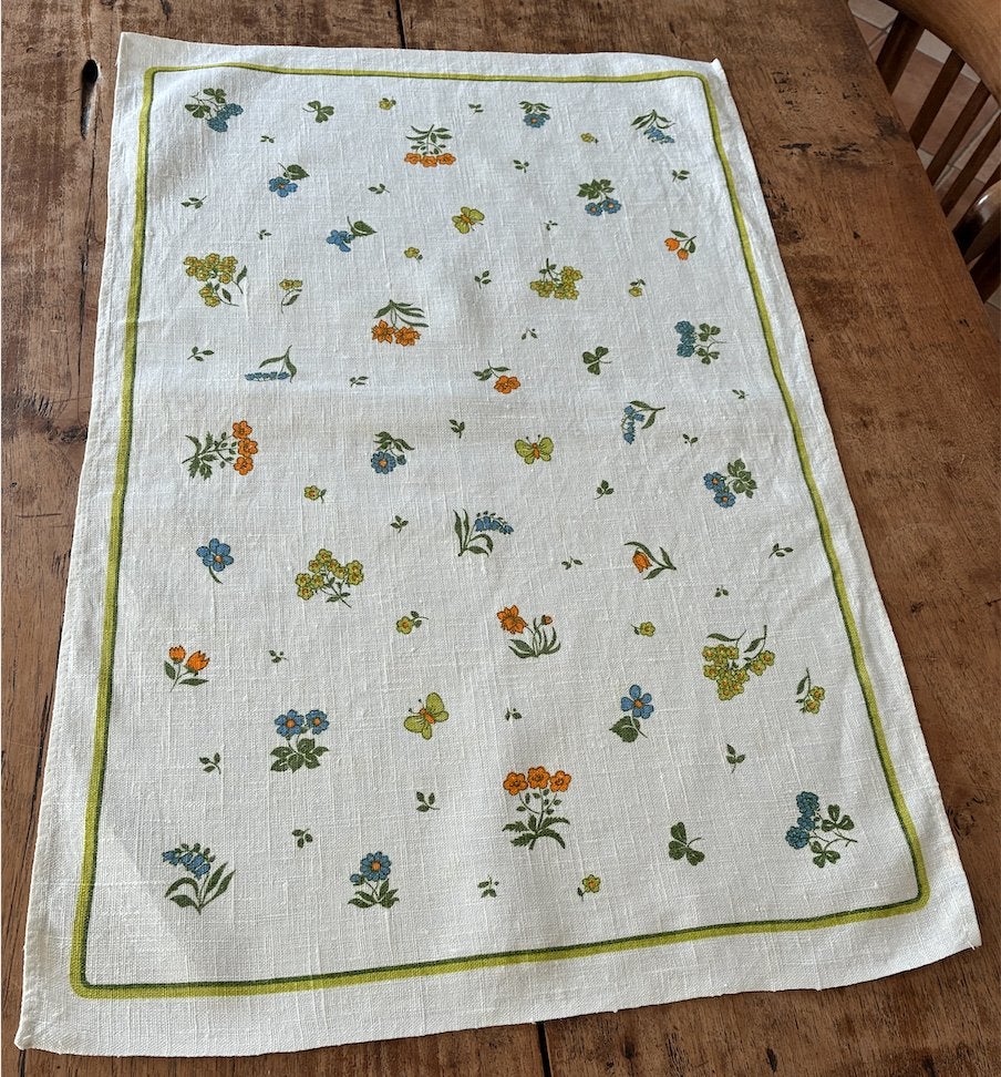 Theedoek - vintage - bloemen, Huis en Inrichting, Linnen, Zo goed als nieuw, Meerkleurig, Overige merken