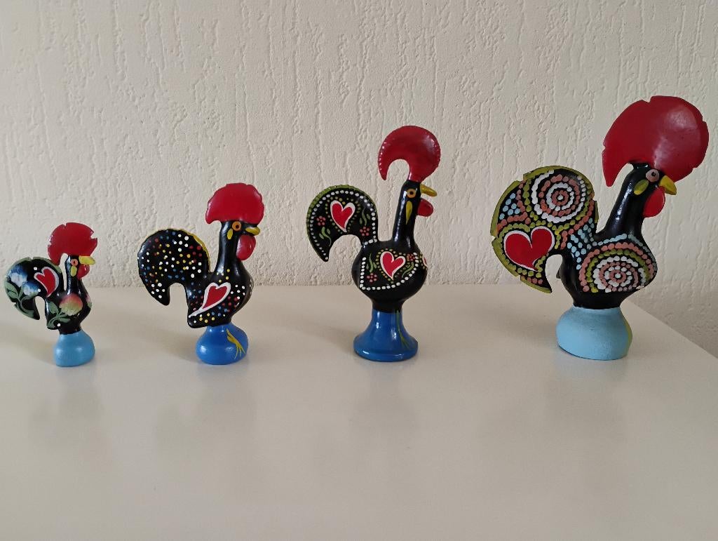 Set van 4 Portugese hanen 4 x haan Portugal oplopend in maat, Ophalen of Verzenden, Zo goed als nieuw, Dier